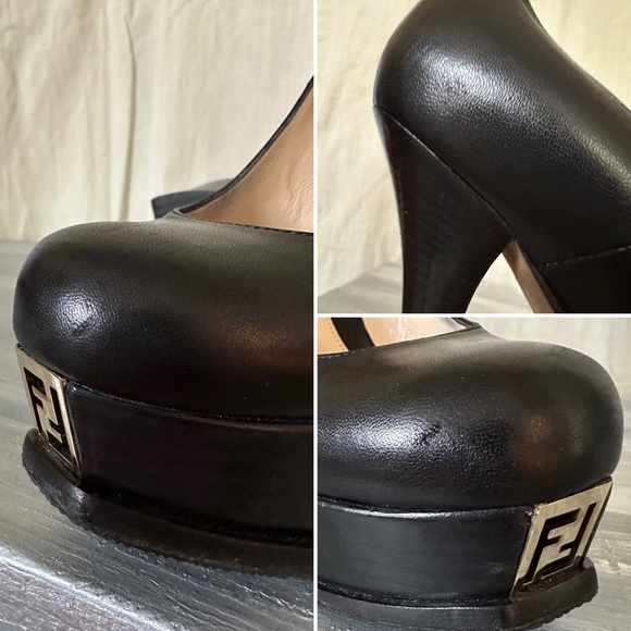 AUTHENTIC FENDI SOLD SIGNATURE FF Tips Platform Heels Shoes - Picture 9 of 9